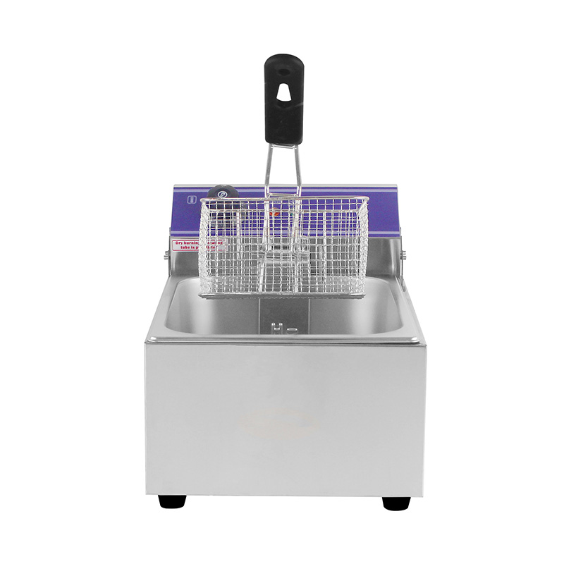 Blue Panel Stainless Steel Electric Commercial Countertop Deep Fryer with Single Basket